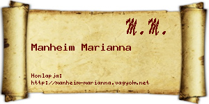 Manheim Marianna névjegykártya